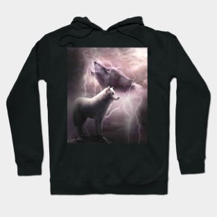 Lightning Wolf Howling At The Moon Hoodie